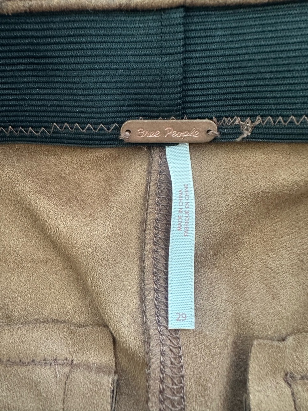 Free People Faux Suede Leather Leggings Brown Boho Moto Stretch - Picture 6 of 6